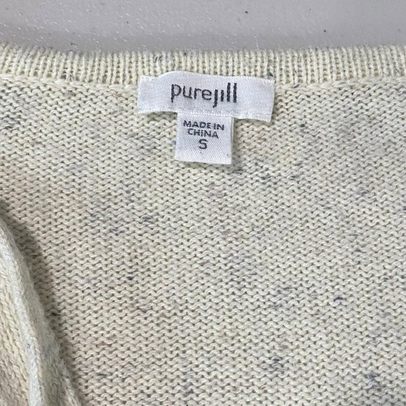 Pure Jill Womens Small V-Neck Wool Blend Sweater Oatmeal Beige Hi Lo 3/4 Sleeve - Picture 4 of 12